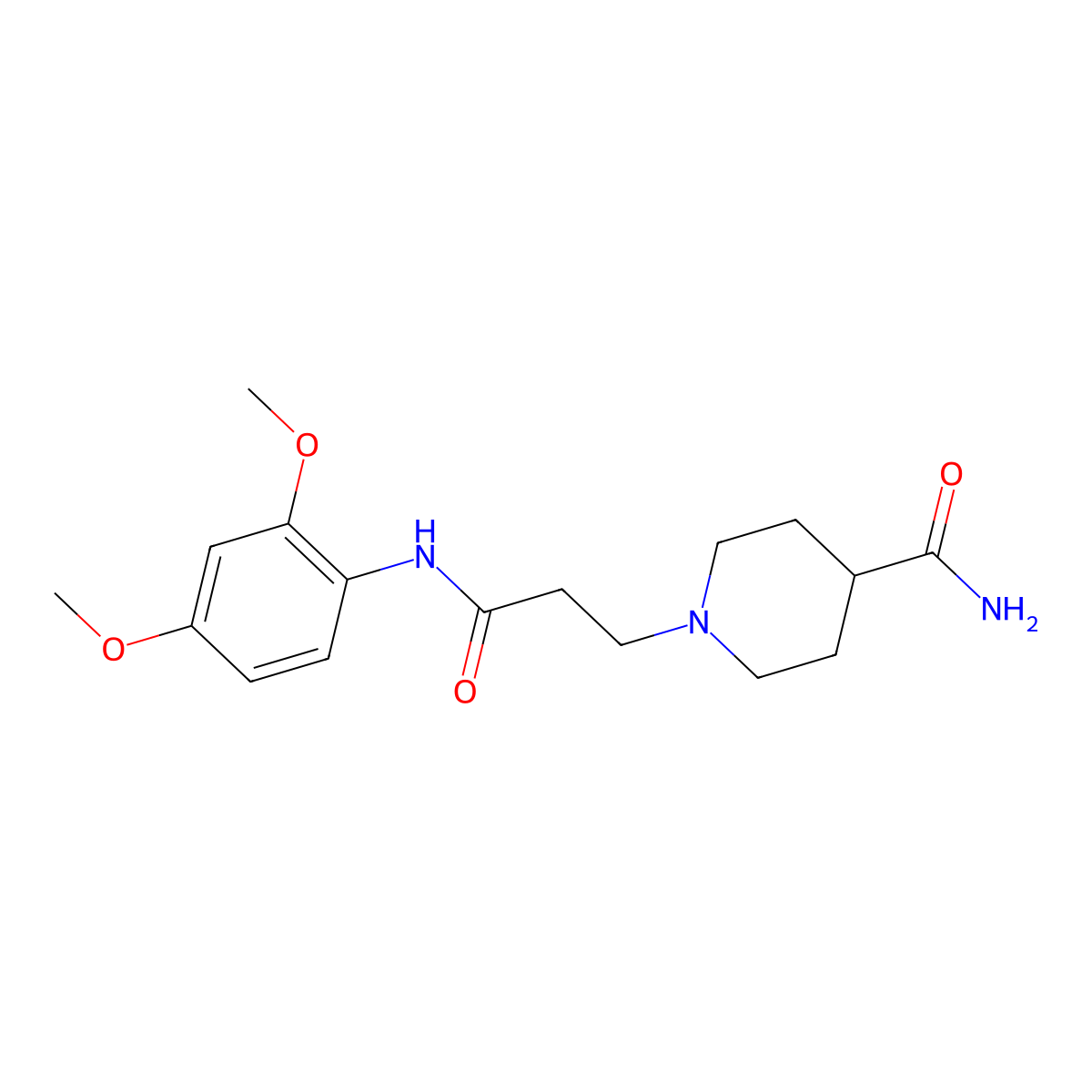 1-[3-(2,4-Dimethoxyanilino)-3-oxopropyl]-4-piperidinecarboxamide molecular structure, CAS 429625-04-7