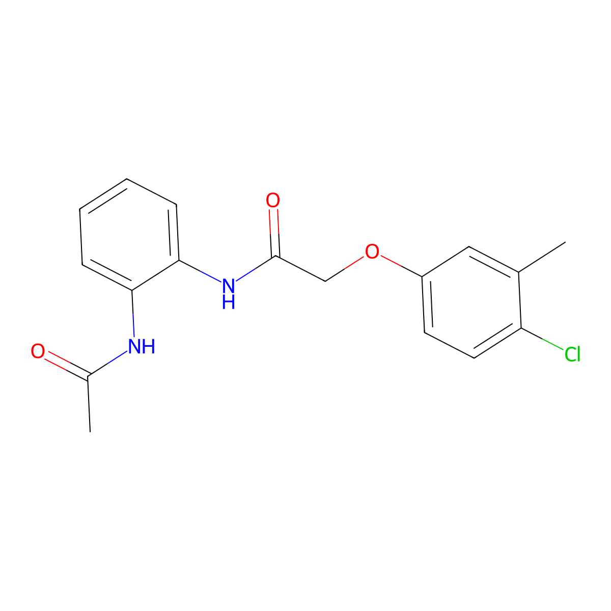 N-(2-acetamidophenyl)-2-(4-chloro-3-methylphenoxy)acetamide molecular structure, CAS 429625-15-0
