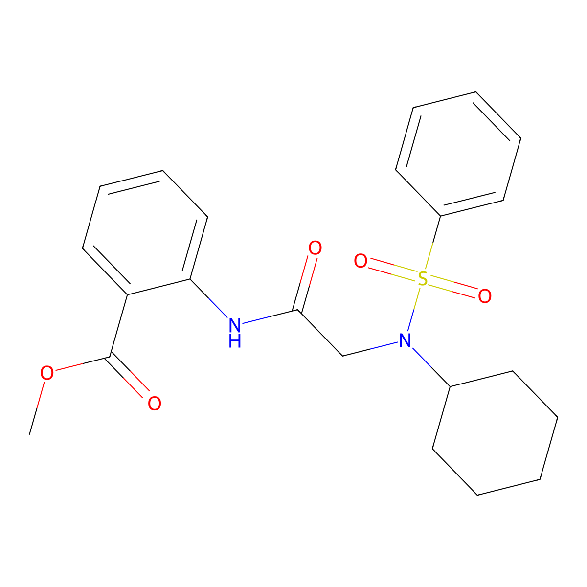 methyl 2-{[N-cyclohexyl-N-(phenylsulfonyl)glycyl]amino}benzoate molecular structure, CAS 429625-16-1