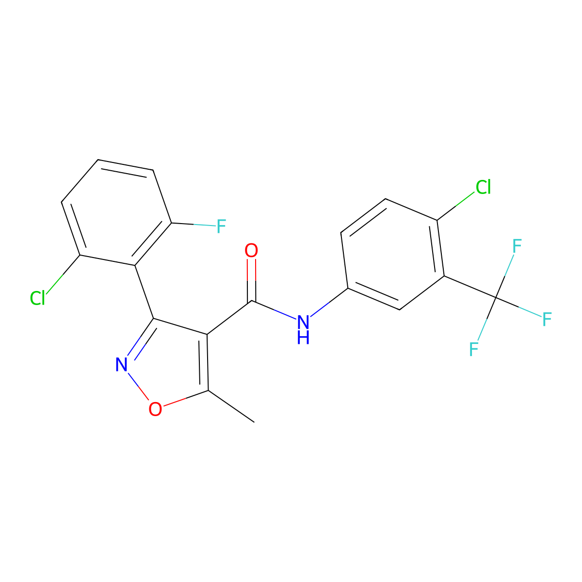 3-(2-chloro-6-fluorophenyl)-N-[4-chloro-3-(trifluoromethyl)phenyl]-5-methyl-1,2-oxazole-4-carboxamide molecular structure, CAS 429625-30-9