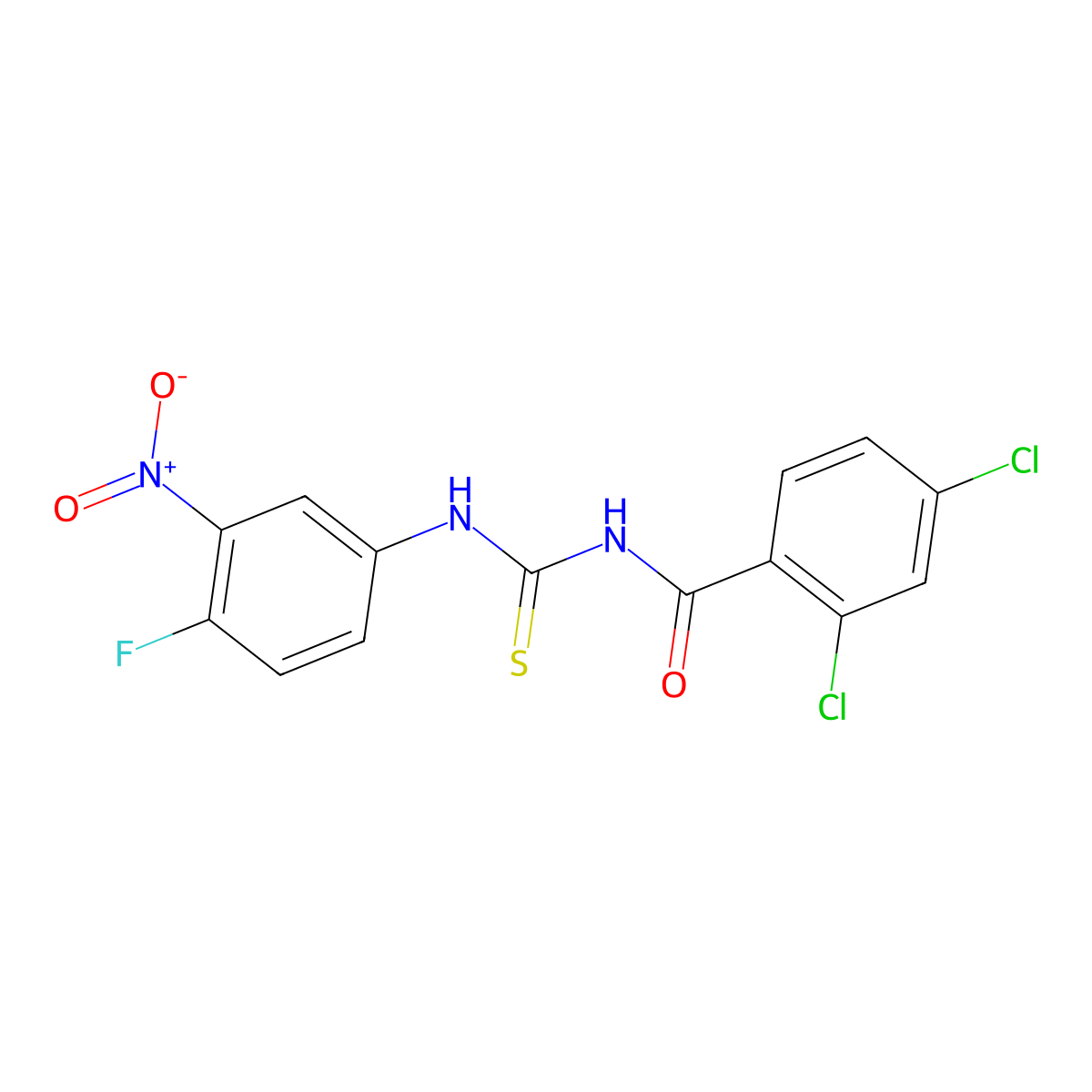 2,4-dichloro-N-[(4-fluoro-3-nitrophenyl)carbamothioyl]benzamide molecular structure, CAS 429625-33-2