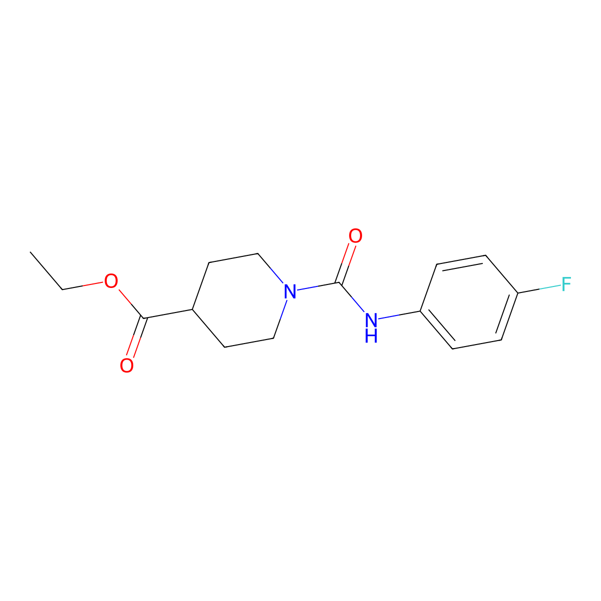 Ethyl 1-[(4-fluoroanilino)carbonyl]-4-piperidinecarboxylate molecular structure, CAS 429625-50-3