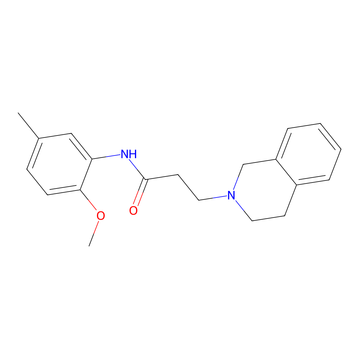 3-(3,4-dihydro-1H-isoquinolin-2-yl)-N-(2-methoxy-5-methylphenyl)propanamide molecular structure, CAS 429625-57-0
