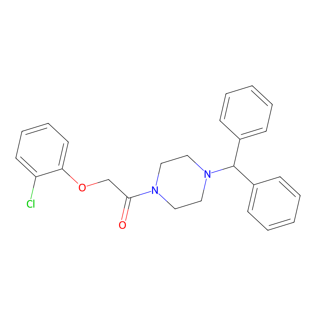 1-Benzhydryl-4-[(2-chlorophenoxy)acetyl]piperazine molecular structure, CAS 429625-70-7