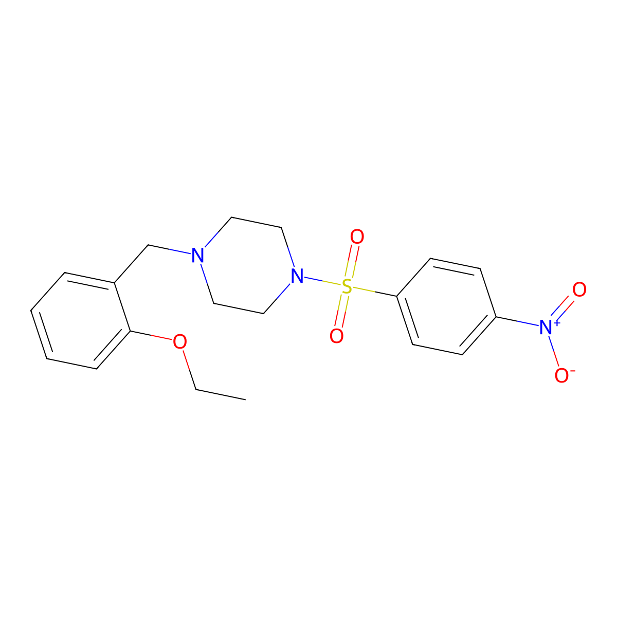 1-[(2-Ethoxyphenyl)methyl]-4-(4-nitrophenyl)sulfonylpiperazine molecular structure, CAS 429625-77-4