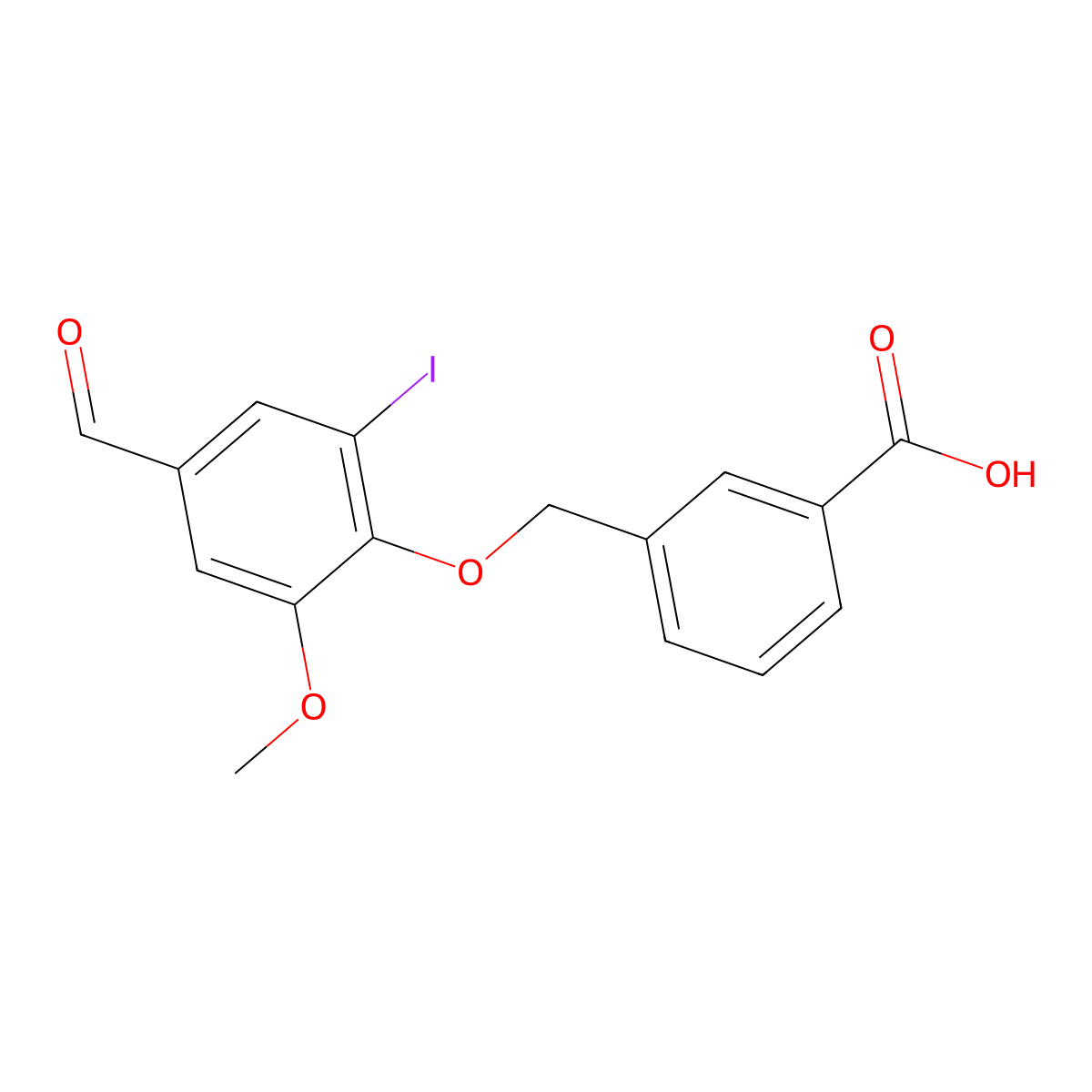 3-((4-Formyl-2-iodo-6-methoxyphenoxy)methyl)benzoic acid molecular structure, CAS 429625-86-5