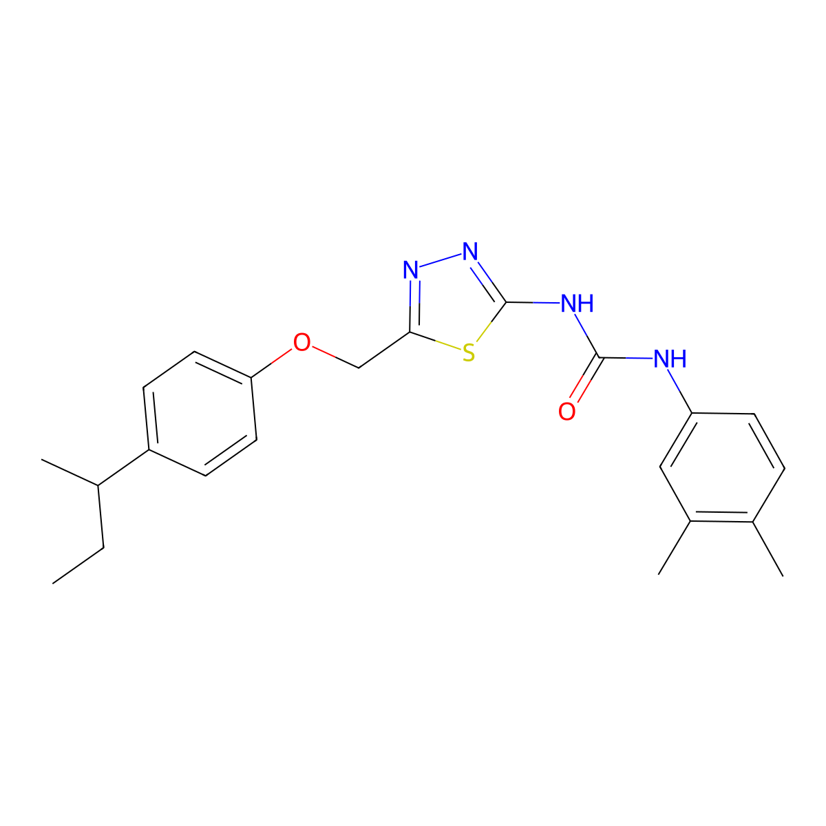 1-(5-{[4-(Butan-2-yl)phenoxy]methyl}-1,3,4-thiadiazol-2-yl)-3-(3,4-dimethylphenyl)urea molecular structure, CAS 429625-89-8