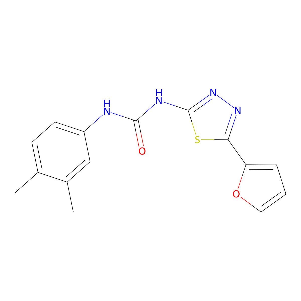 1-(3,4-Dimethylphenyl)-3-[5-(furan-2-yl)-1,3,4-thiadiazol-2-yl]urea molecular structure, CAS 429625-91-2