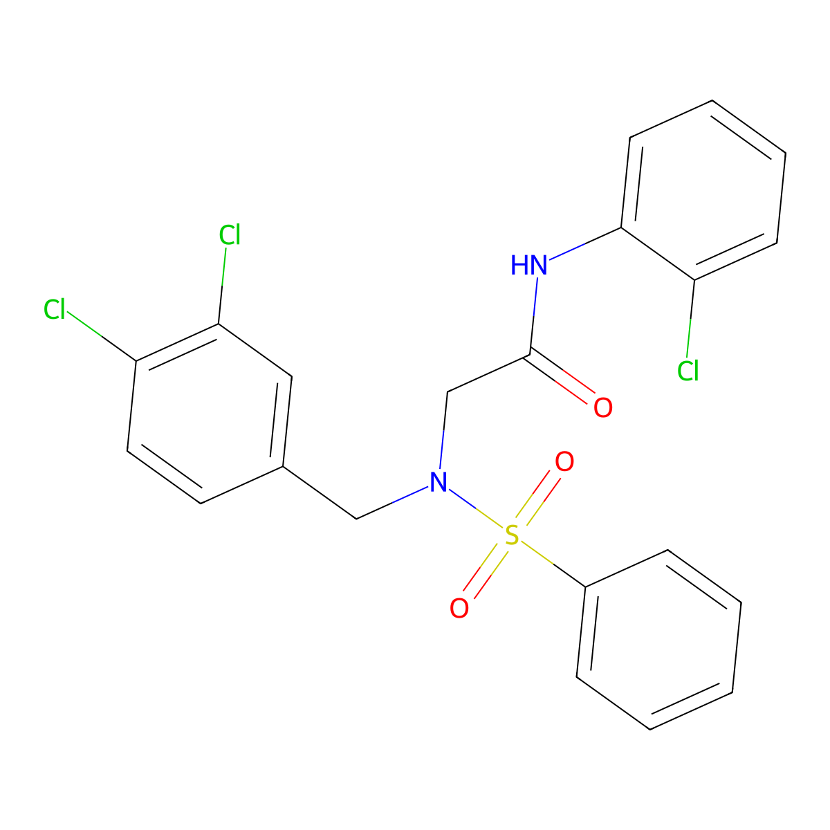 2-[benzenesulfonyl-[(3,4-dichlorophenyl)methyl]amino]-N-(2-chlorophenyl)acetamide molecular structure, CAS 429625-95-6