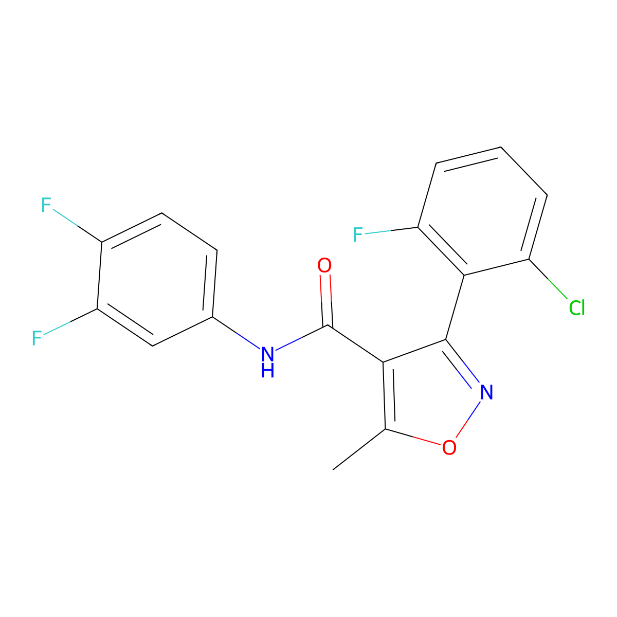 3-(2-chloro-6-fluorophenyl)-N-(3,4-difluorophenyl)-5-methyl-1,2-oxazole-4-carboxamide molecular structure, CAS 429626-13-1