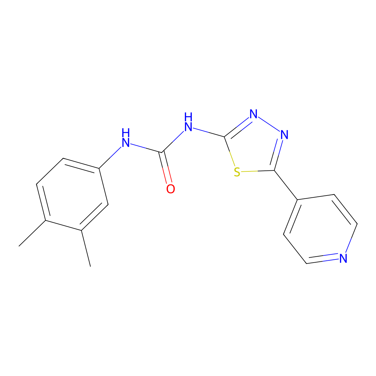 1-(3,4-Dimethylphenyl)-3-(5-pyridin-4-yl-1,3,4-thiadiazol-2-yl)urea molecular structure, CAS 429626-23-3