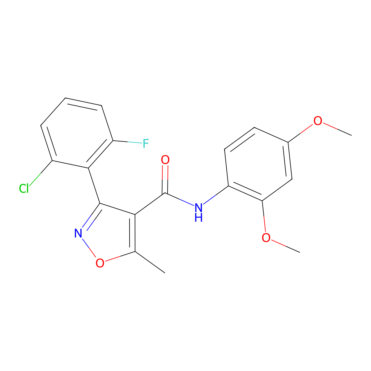 3-(2-chloro-6-fluorophenyl)-N-(2,4-dimethoxyphenyl)-5-methyl-1,2-oxazole-4-carboxamide molecular structure, CAS 429626-37-9