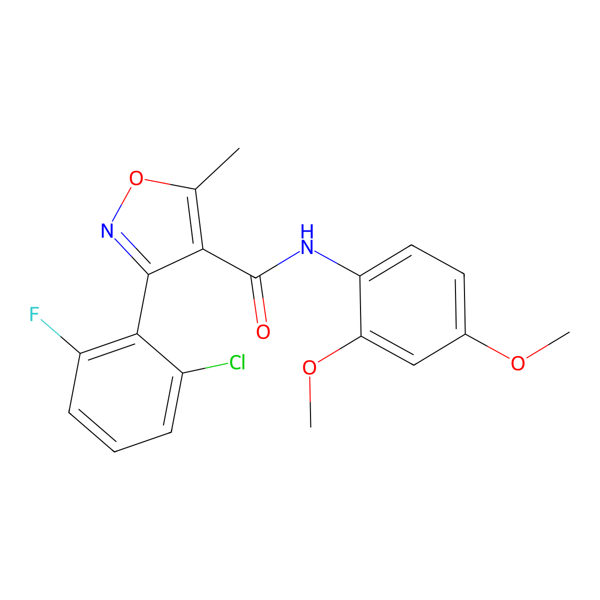 3-(2-chloro-6-fluorophenyl)-N-(2,4-dimethoxyphenyl)-5-methyl-1,2-oxazole-4-carboxamide molecular structure, CAS 429626-37-9