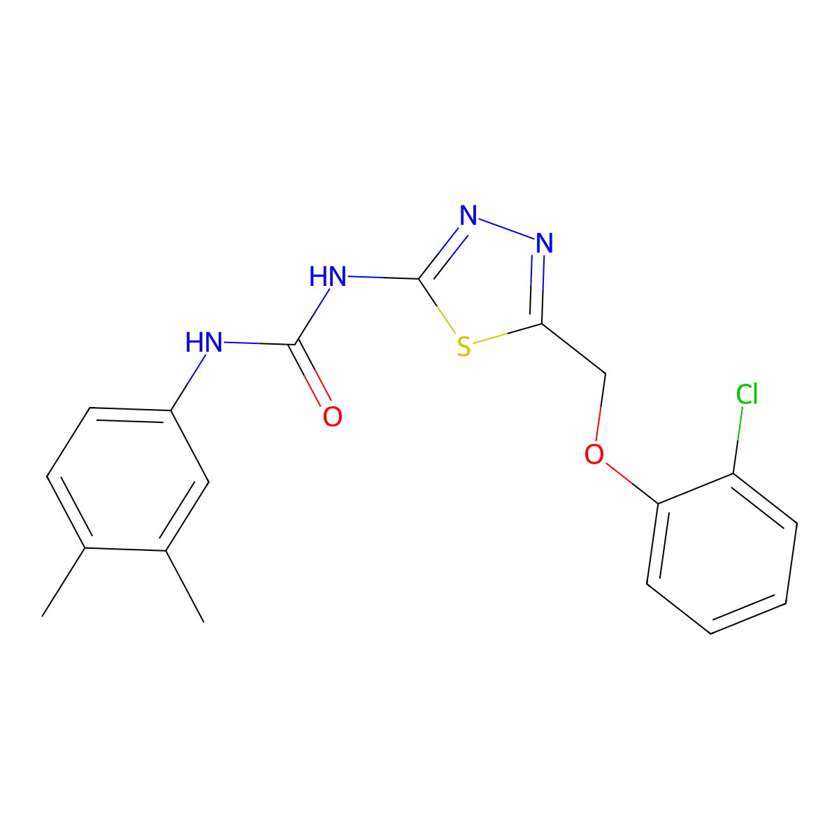 1-{5-[(2-Chlorophenoxy)methyl]-1,3,4-thiadiazol-2-yl}-3-(3,4-dimethylphenyl)urea molecular structure, CAS 429626-41-5