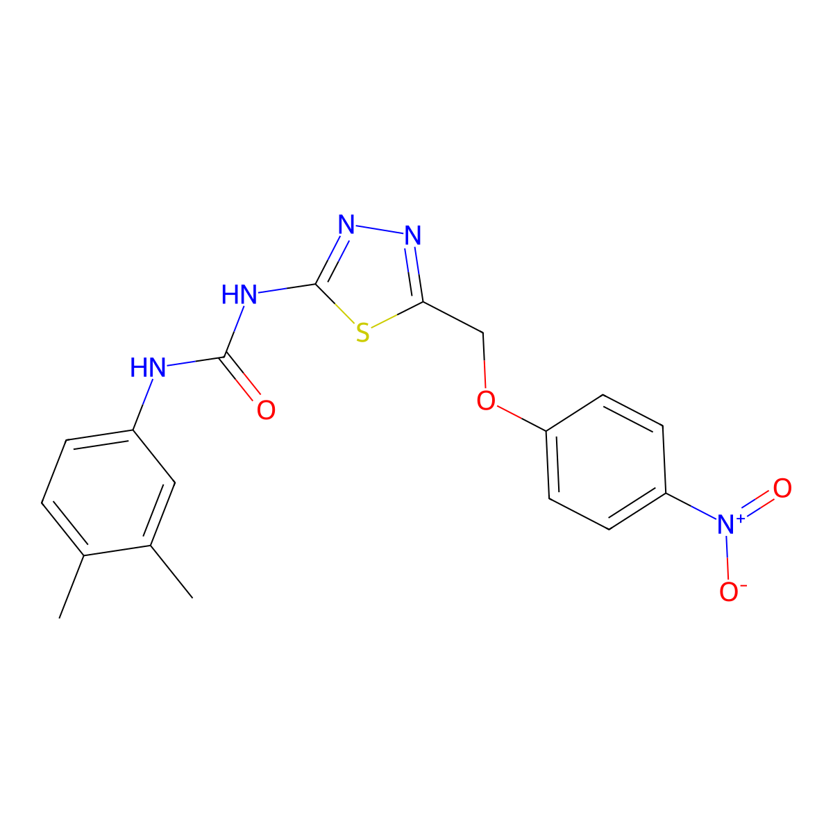 1-(3,4-Dimethylphenyl)-3-{5-[(4-nitrophenoxy)methyl]-1,3,4-thiadiazol-2-yl}urea molecular structure, CAS 429626-49-3