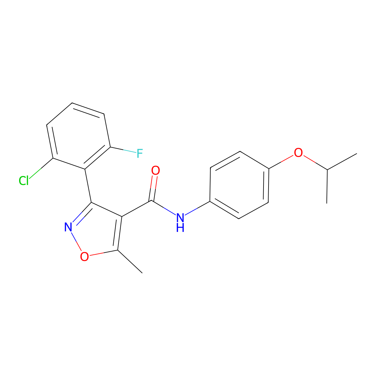 3-(2-chloro-6-fluorophenyl)-5-methyl-N-(4-propan-2-yloxyphenyl)-1,2-oxazole-4-carboxamide molecular structure, CAS 429626-55-1