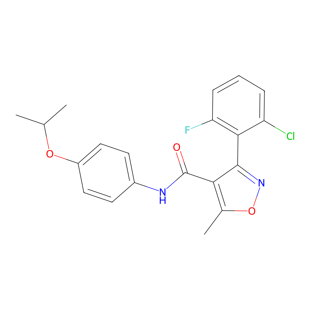 3-(2-chloro-6-fluorophenyl)-5-methyl-N-(4-propan-2-yloxyphenyl)-1,2-oxazole-4-carboxamide molecular structure, CAS 429626-55-1
