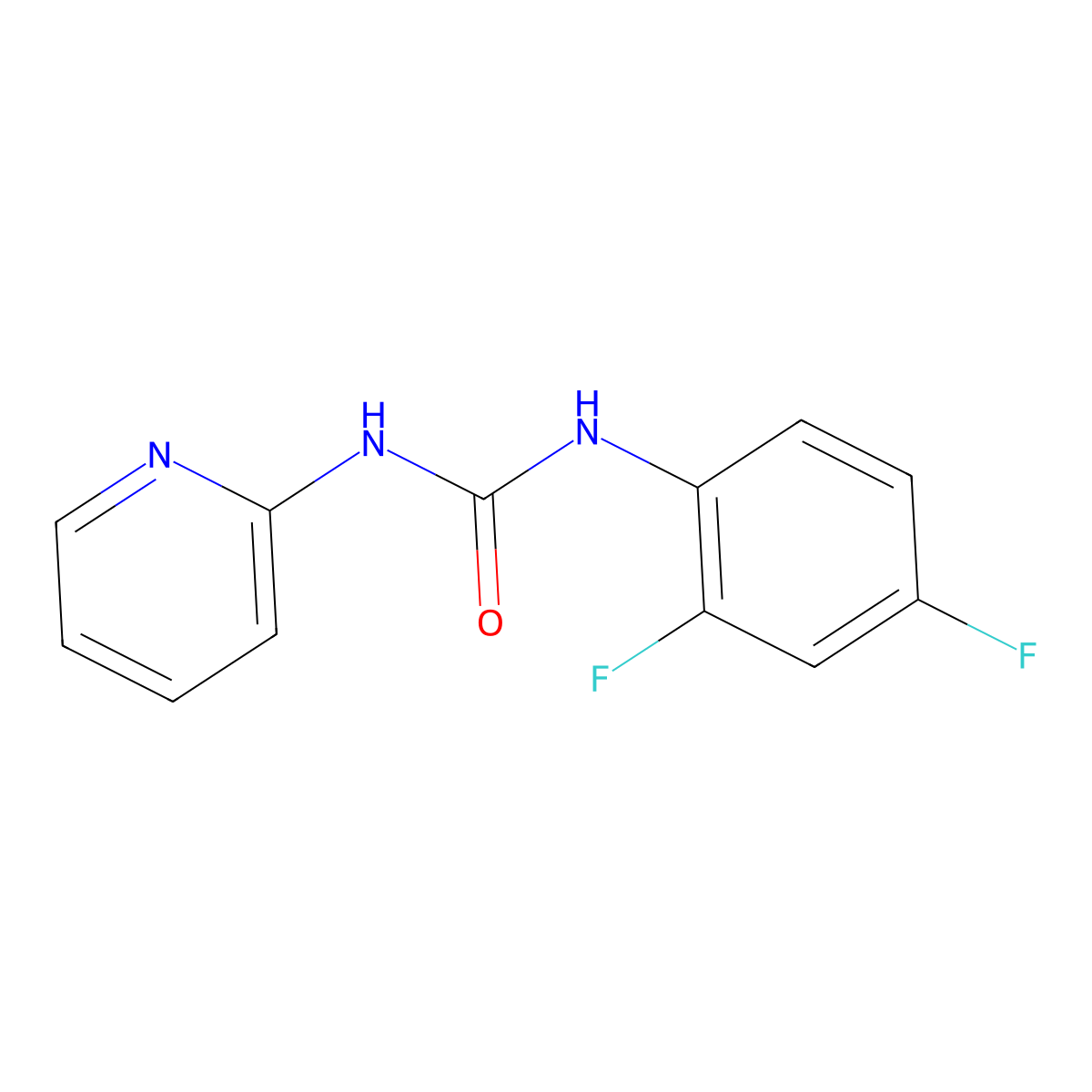 1-(2,4-Difluorophenyl)-3-pyridin-2-ylurea molecular structure, CAS 429626-57-3