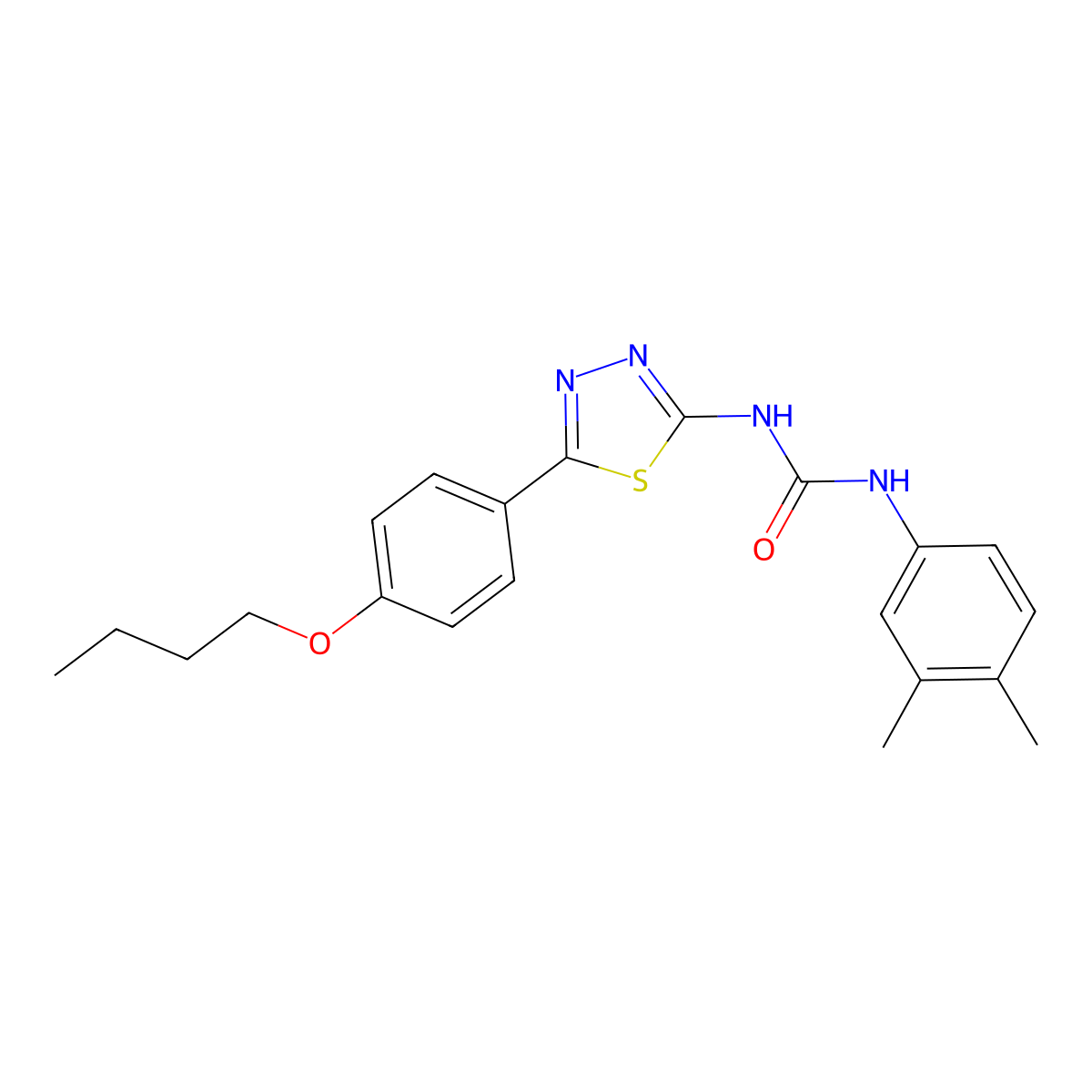 1-[5-(4-Butoxyphenyl)-1,3,4-thiadiazol-2-yl]-3-(3,4-dimethylphenyl)urea molecular structure, CAS 429626-62-0