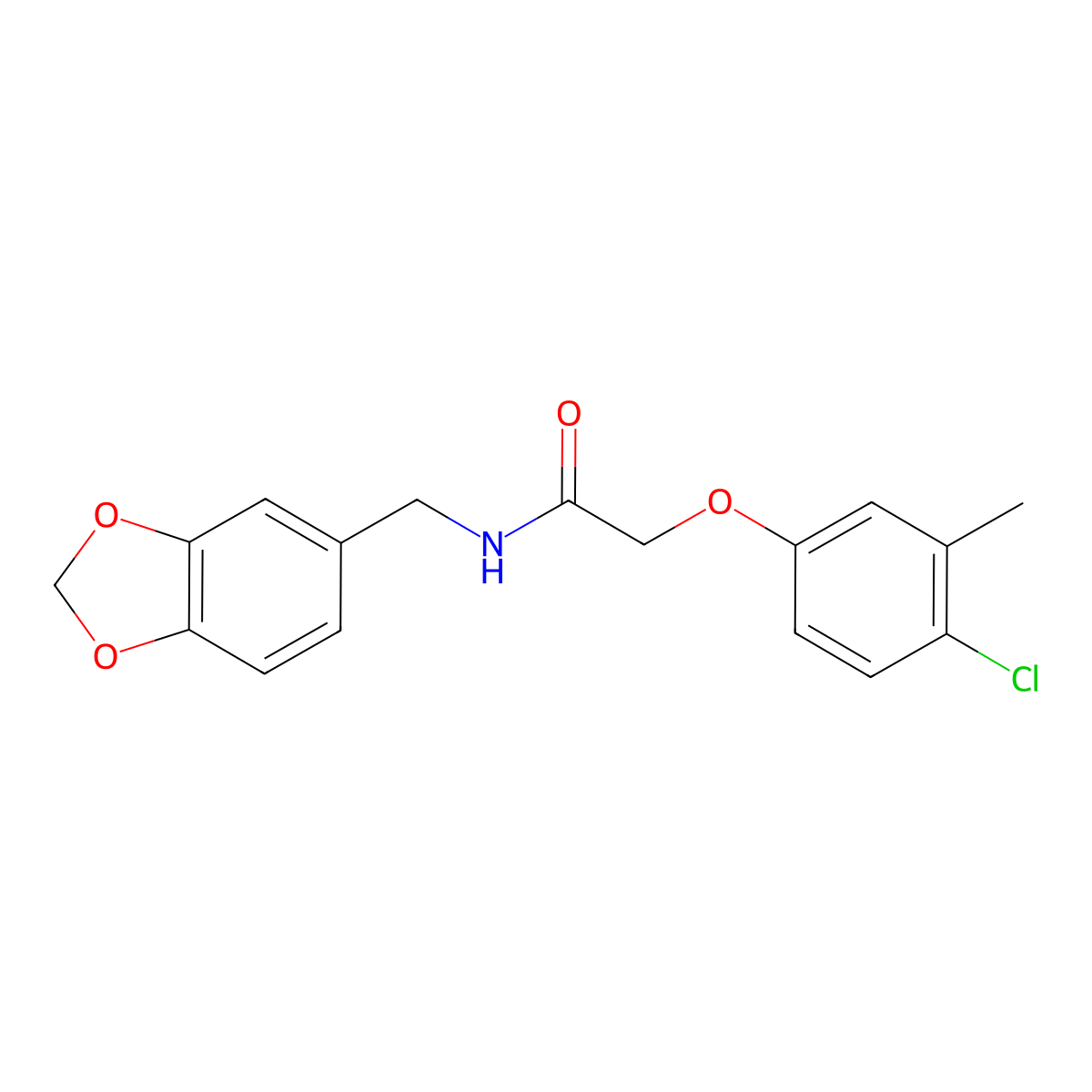 N-(1,3-benzodioxol-5-ylmethyl)-2-(4-chloro-3-methylphenoxy)acetamide molecular structure, CAS 429626-64-2