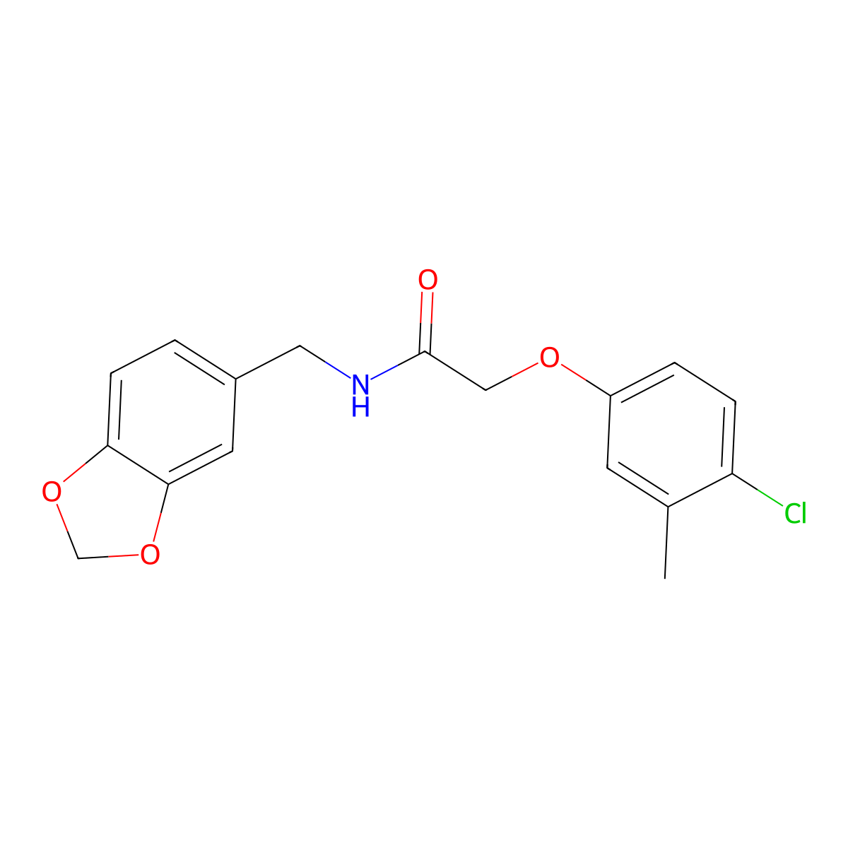 N-(1,3-benzodioxol-5-ylmethyl)-2-(4-chloro-3-methylphenoxy)acetamide molecular structure, CAS 429626-64-2