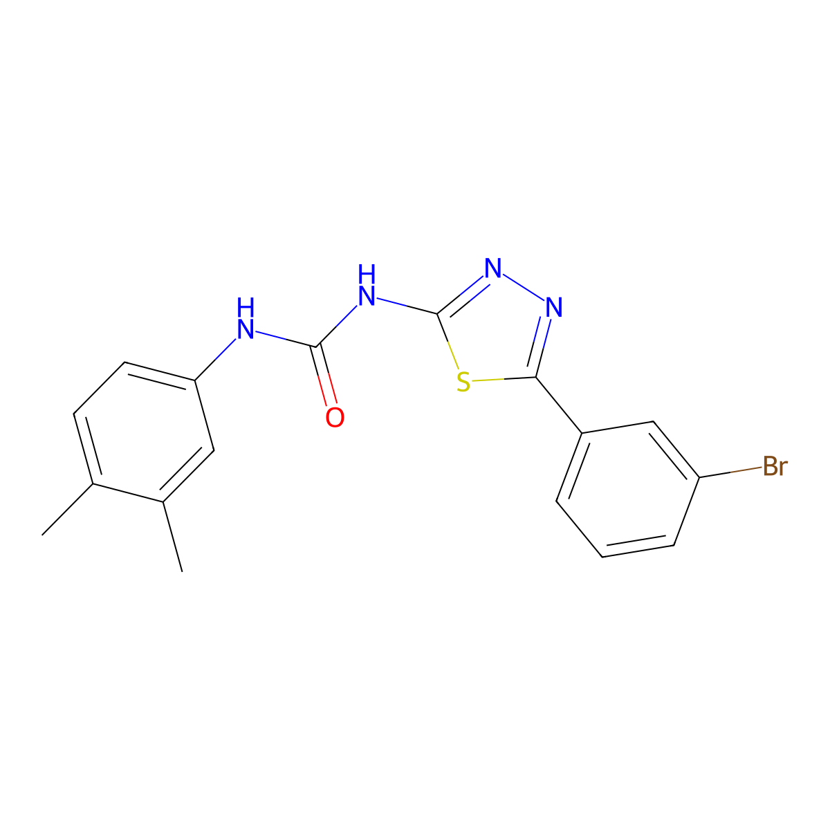 1-[5-(3-Bromophenyl)-1,3,4-thiadiazol-2-yl]-3-(3,4-dimethylphenyl)urea molecular structure, CAS 429626-74-4
