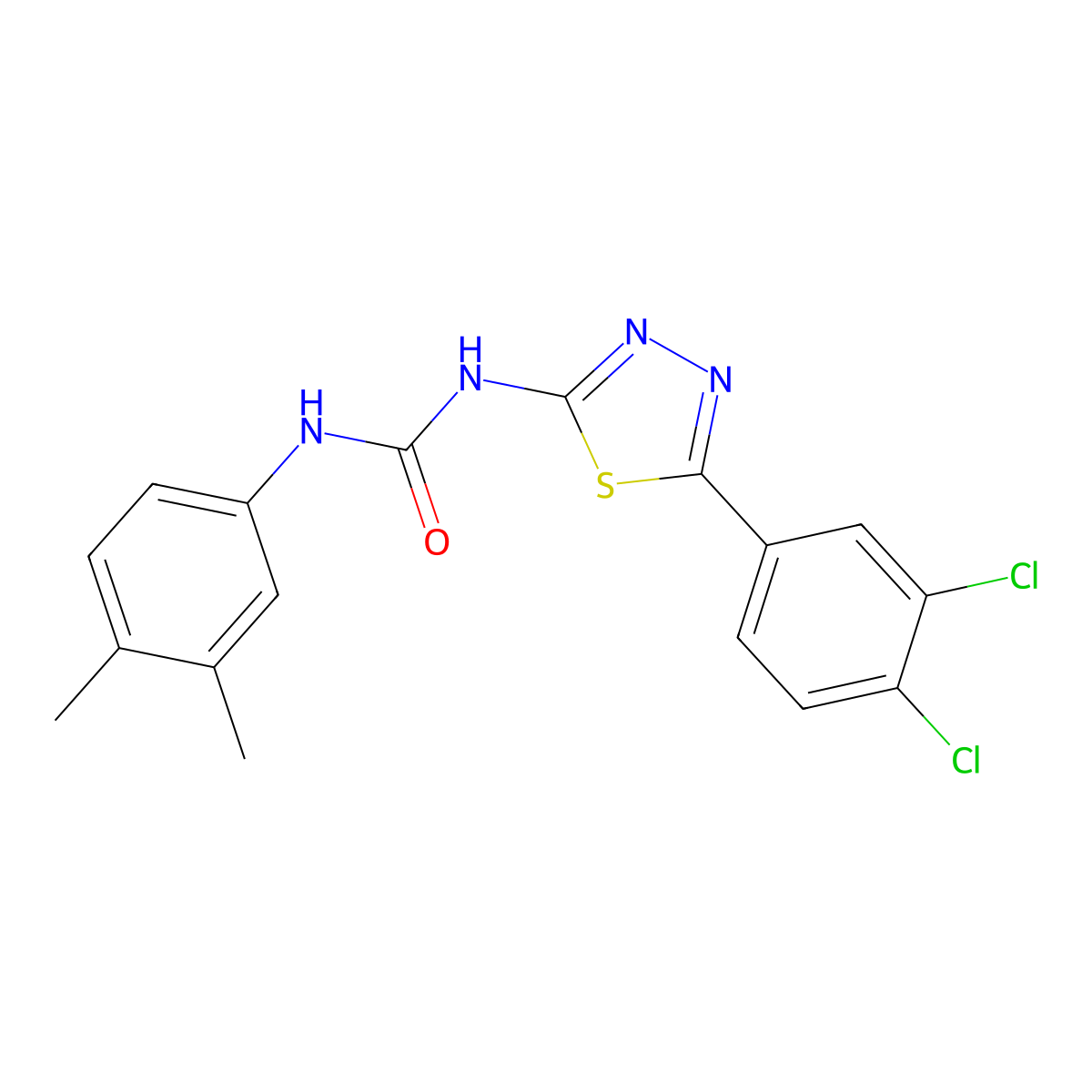 1-[5-(3,4-Dichlorophenyl)-1,3,4-thiadiazol-2-yl]-3-(3,4-dimethylphenyl)urea molecular structure, CAS 429626-81-3