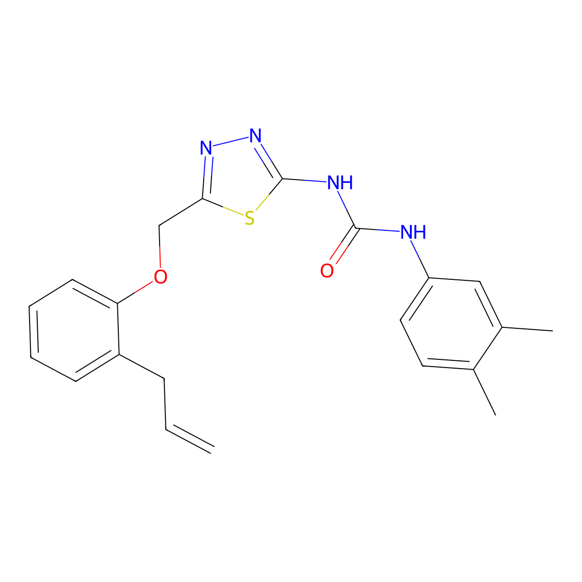 1-(3,4-Dimethylphenyl)-3-(5-{[2-(prop-2-en-1-yl)phenoxy]methyl}-1,3,4-thiadiazol-2-yl)urea molecular structure, CAS 429626-97-1