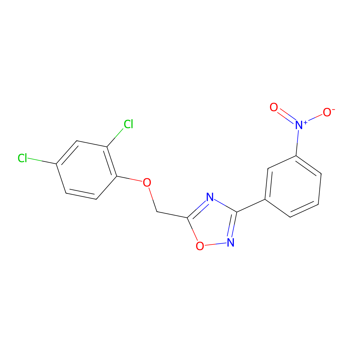 5-[(2,4-Dichlorophenoxy)methyl]-3-(3-nitrophenyl)-1,2,4-oxadiazole molecular structure, CAS 429627-00-9