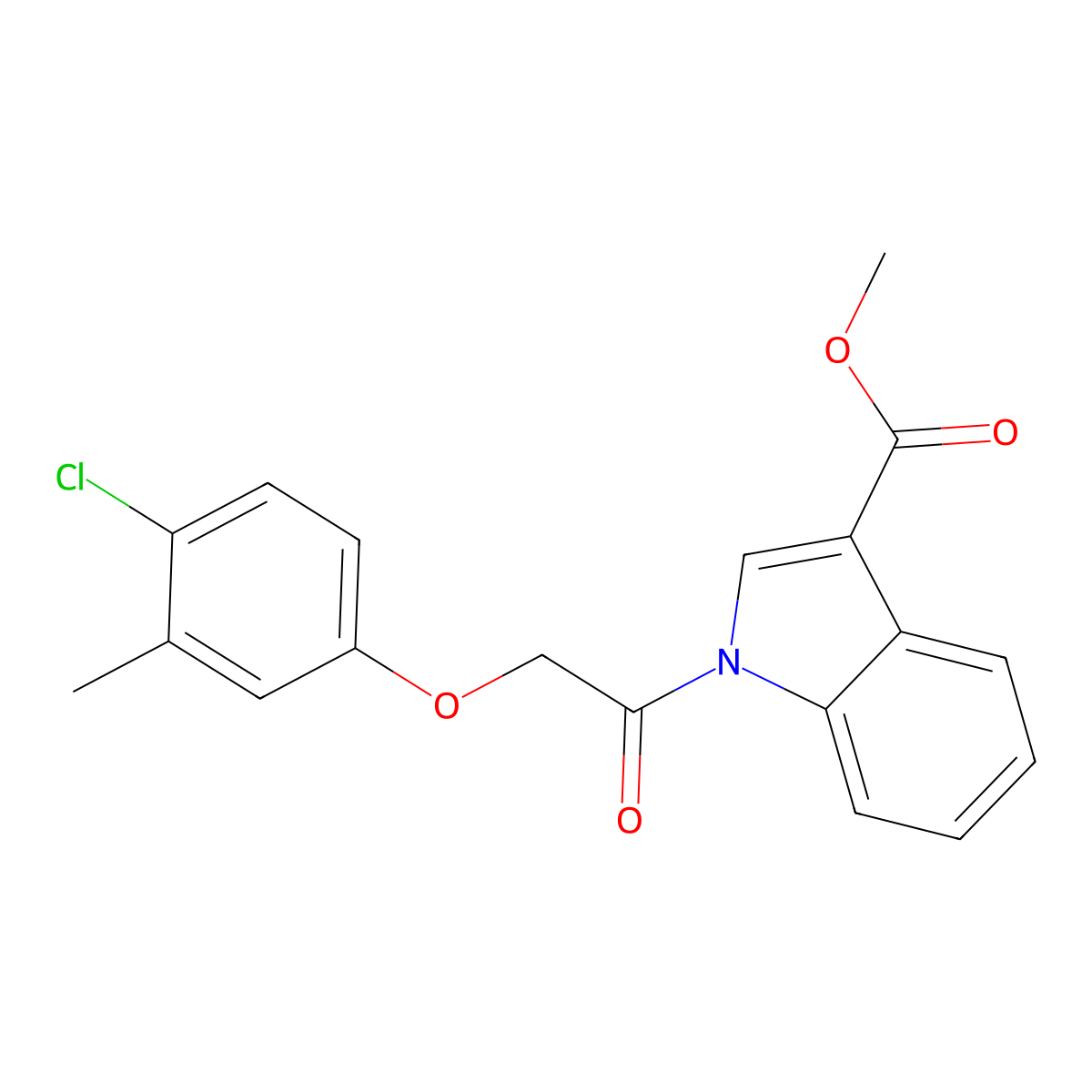 Methyl 1-(2-(4-chloro-3-methylphenoxy)acetyl)-1H-indole-3-carboxylate molecular structure, CAS 429627-08-7