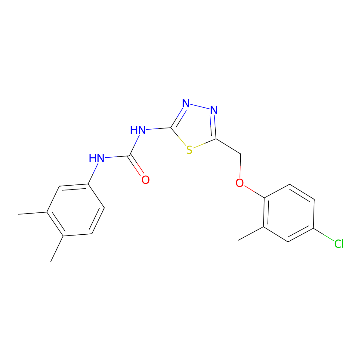 1-{5-[(4-Chloro-2-methylphenoxy)methyl]-1,3,4-thiadiazol-2-yl}-3-(3,4-dimethylphenyl)urea molecular structure, CAS 429627-11-2