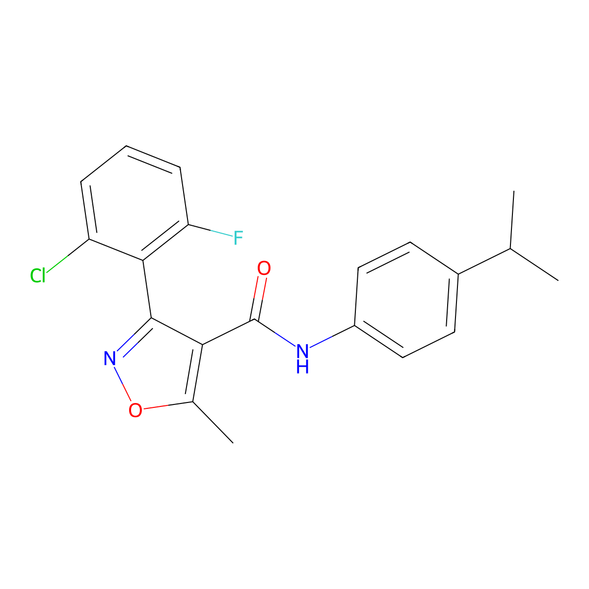 3-(2-chloro-6-fluorophenyl)-5-methyl-N-(4-propan-2-ylphenyl)-1,2-oxazole-4-carboxamide molecular structure, CAS 429627-12-3