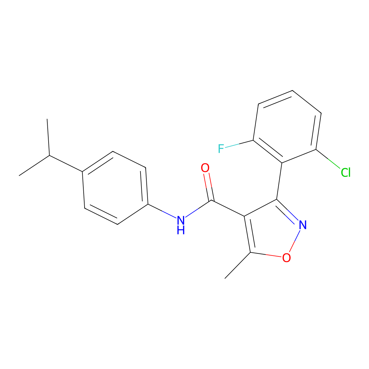 3-(2-chloro-6-fluorophenyl)-5-methyl-N-(4-propan-2-ylphenyl)-1,2-oxazole-4-carboxamide molecular structure, CAS 429627-12-3