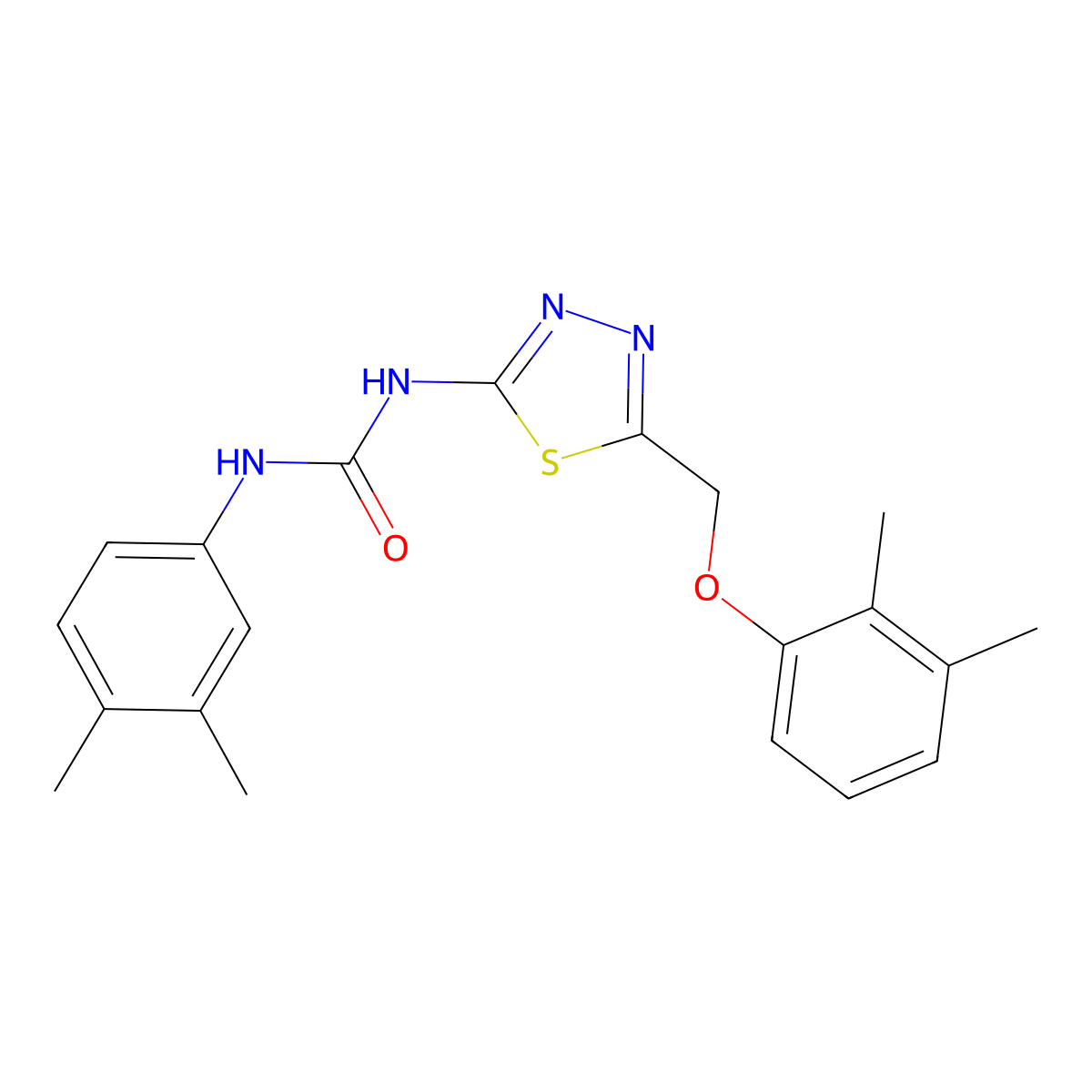 1-{5-[(2,3-Dimethylphenoxy)methyl]-1,3,4-thiadiazol-2-yl}-3-(3,4-dimethylphenyl)urea molecular structure, CAS 429627-24-7