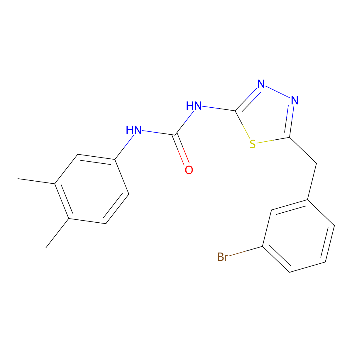 1-[5-(3-Bromobenzyl)-1,3,4-thiadiazol-2-yl]-3-(3,4-dimethylphenyl)urea molecular structure, CAS 429627-31-6