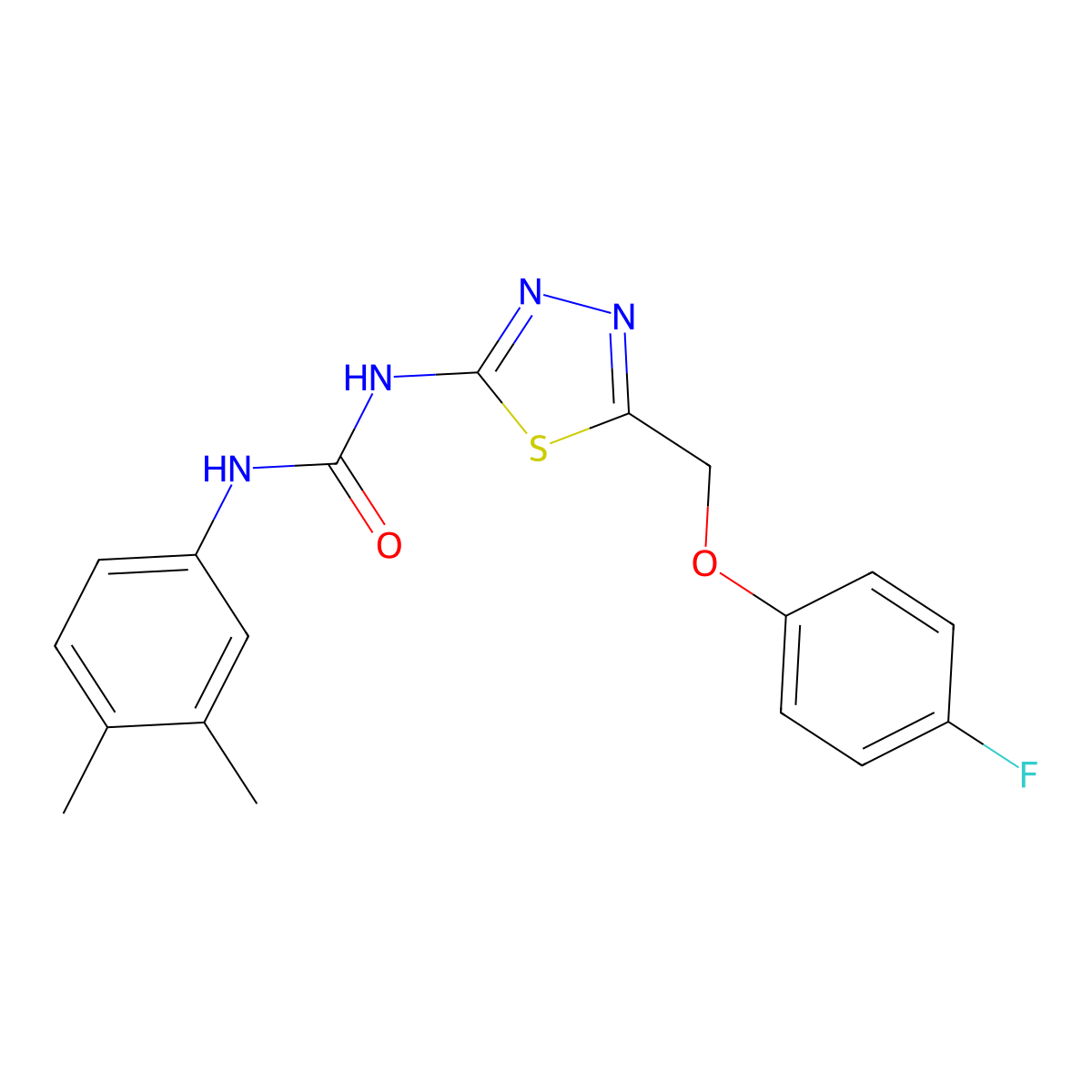 1-(3,4-Dimethylphenyl)-3-{5-[(4-fluorophenoxy)methyl]-1,3,4-thiadiazol-2-yl}urea molecular structure, CAS 429627-32-7