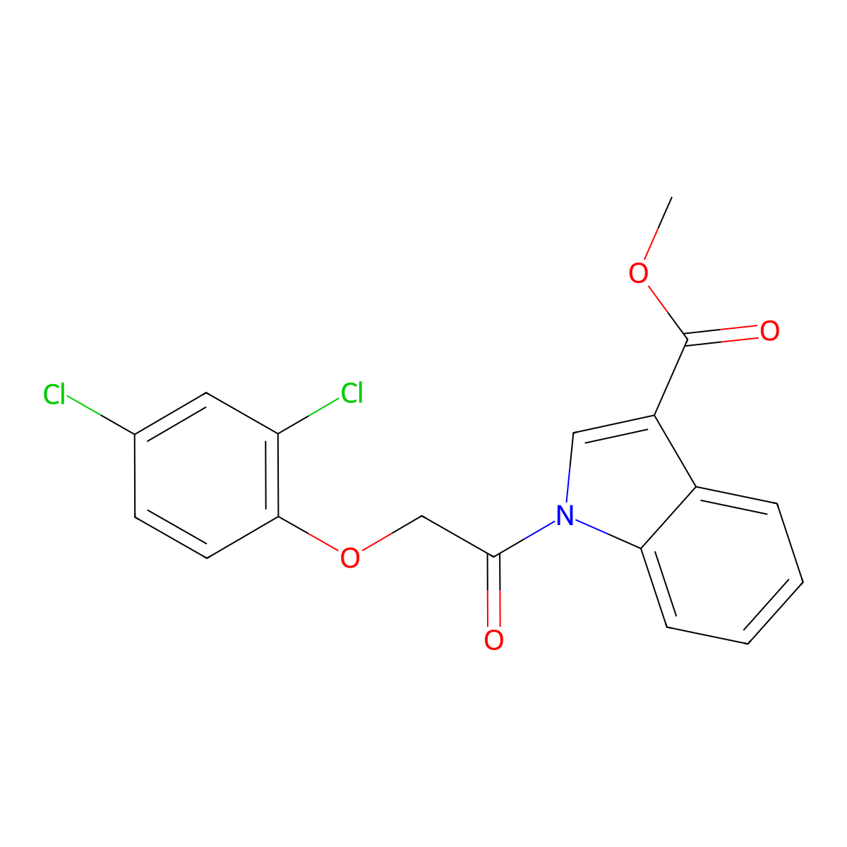 Methyl 1-(2-(2,4-dichlorophenoxy)acetyl)-1H-indole-3-carboxylate molecular structure, CAS 429627-43-0
