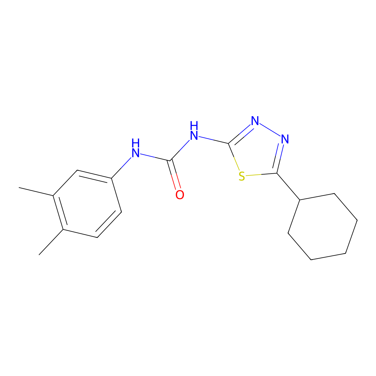 1-(5-Cyclohexyl-1,3,4-thiadiazol-2-yl)-3-(3,4-dimethylphenyl)urea molecular structure, CAS 429627-46-3