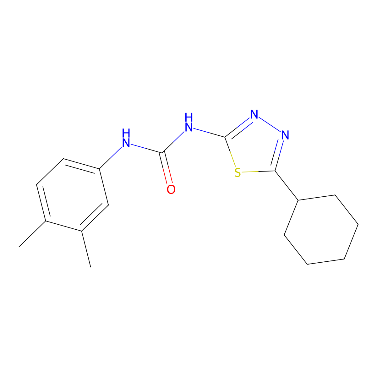 1-(5-Cyclohexyl-1,3,4-thiadiazol-2-yl)-3-(3,4-dimethylphenyl)urea molecular structure, CAS 429627-46-3