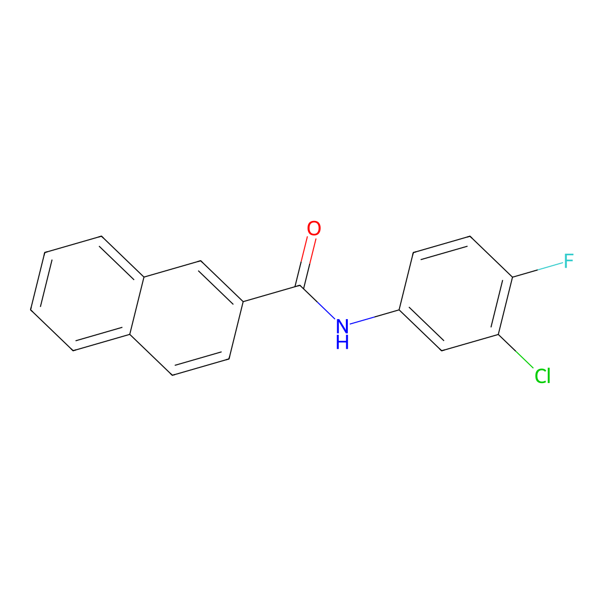 N-(3-chloro-4-fluorophenyl)naphthalene-2-carboxamide molecular structure, CAS 429627-54-3