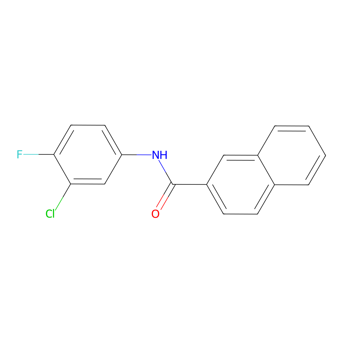 N-(3-chloro-4-fluorophenyl)naphthalene-2-carboxamide molecular structure, CAS 429627-54-3