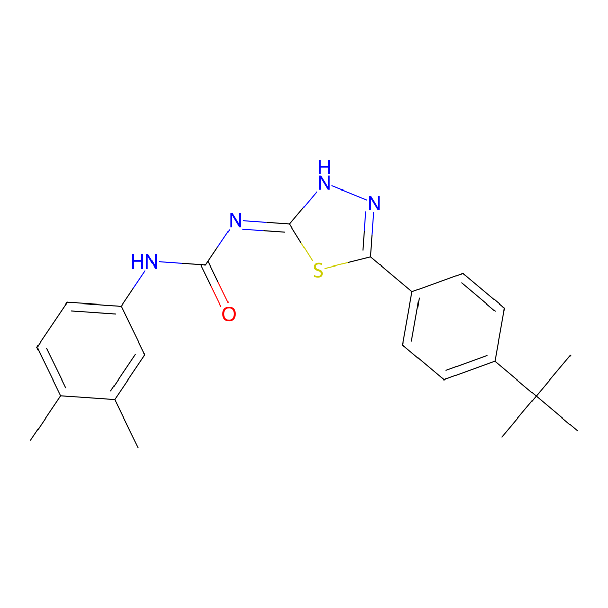 1-[5-(4-Tert-butylphenyl)-1,3,4-thiadiazol-2-yl]-3-(3,4-dimethylphenyl)urea molecular structure, CAS 429627-76-9