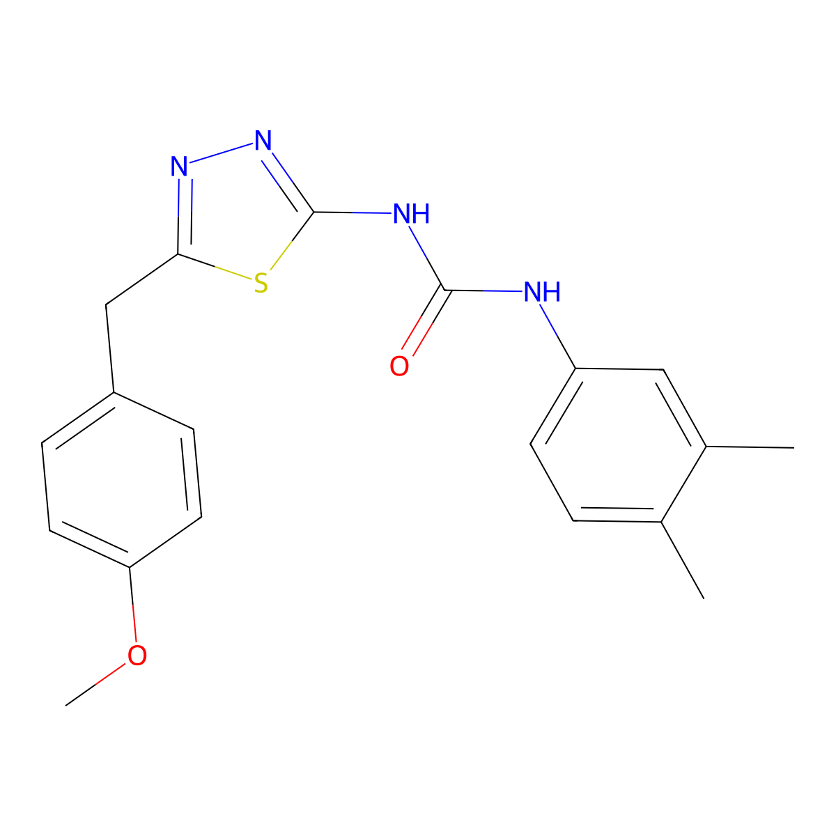 1-(3,4-Dimethylphenyl)-3-[5-(4-methoxybenzyl)-1,3,4-thiadiazol-2-yl]urea molecular structure, CAS 429627-78-1