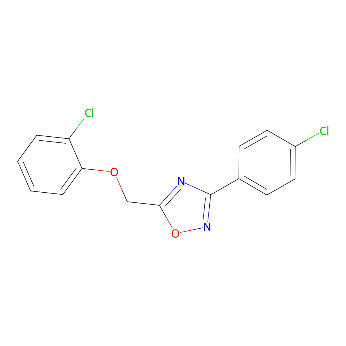 5-[(2-Chlorophenoxy)methyl]-3-(4-chlorophenyl)-1,2,4-oxadiazole molecular structure, CAS 429627-81-6