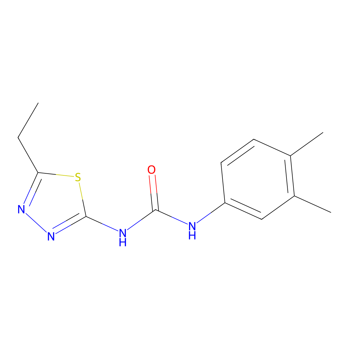 1-(3,4-Dimethylphenyl)-3-(5-ethyl-1,3,4-thiadiazol-2-yl)urea molecular structure, CAS 429628-13-7