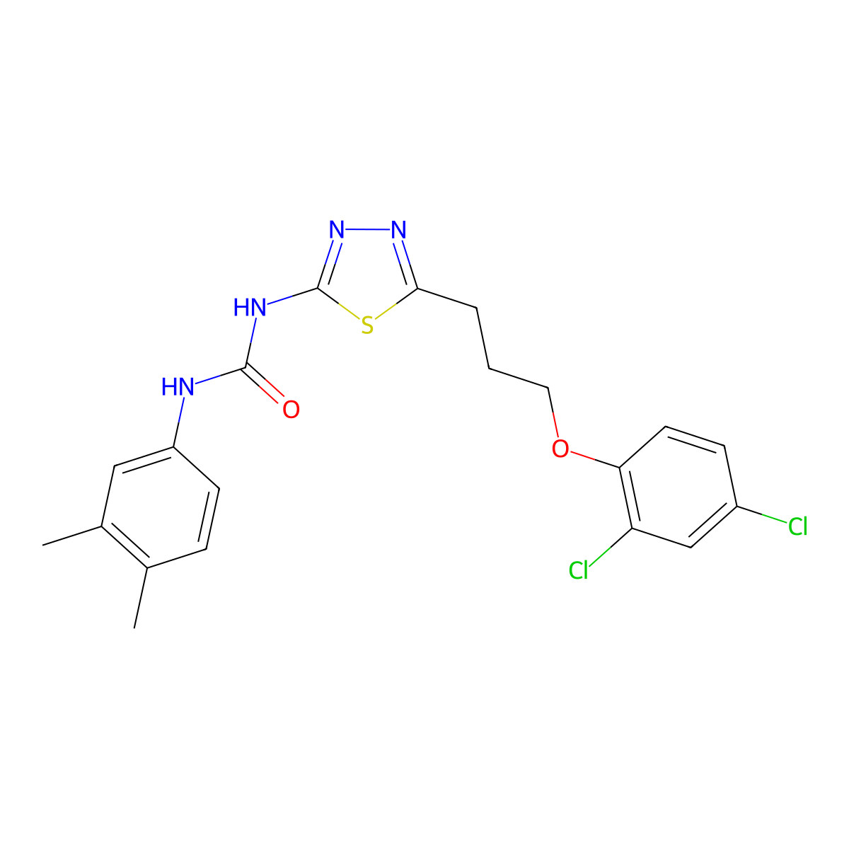 1-[5-[3-(2,4-Dichlorophenoxy)propyl]-1,3,4-thiadiazol-2-yl]-3-(3,4-dimethylphenyl)urea molecular structure, CAS 429628-43-3