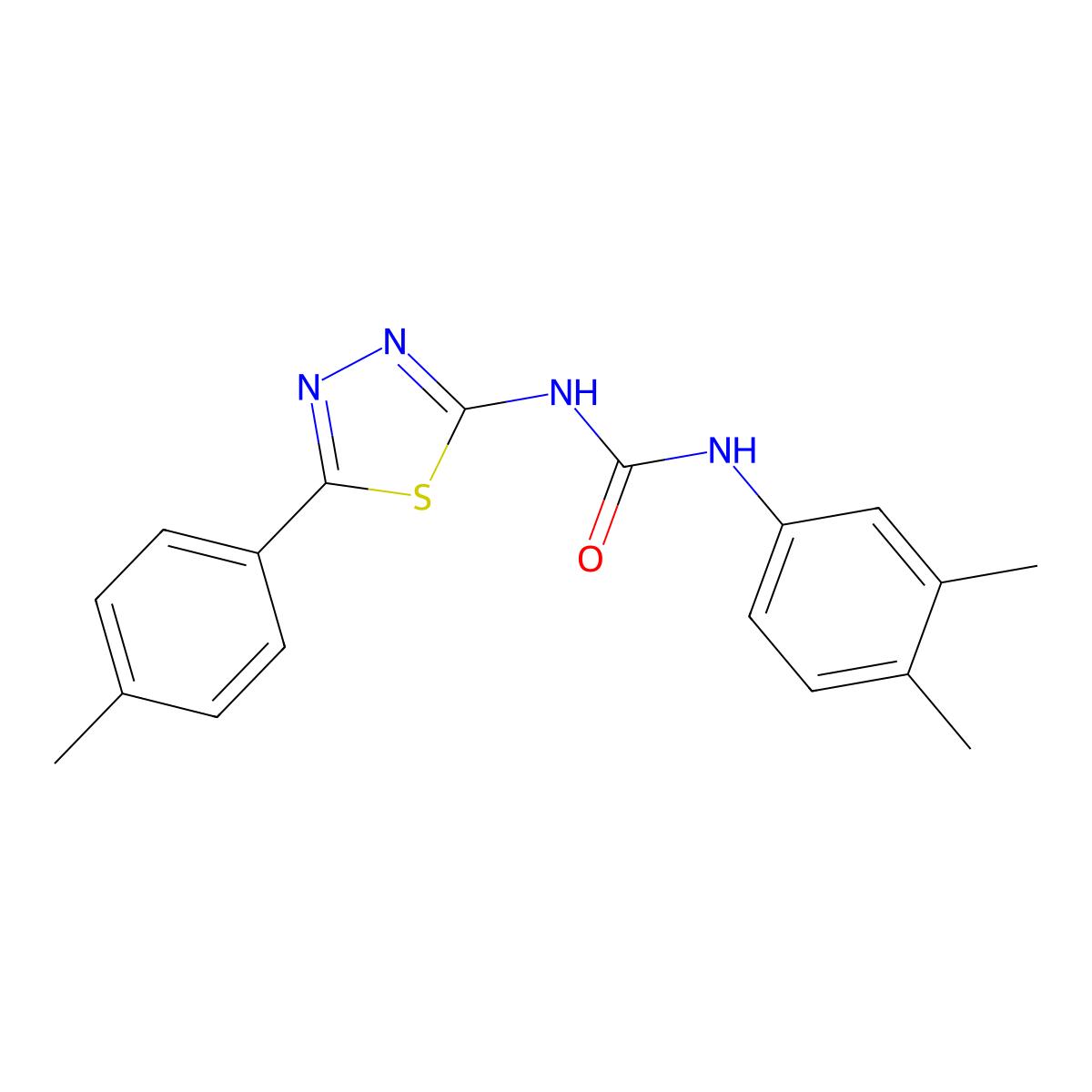 1-(3,4-Dimethylphenyl)-3-[5-(4-methylphenyl)-1,3,4-thiadiazol-2-yl]urea molecular structure, CAS 429628-52-4