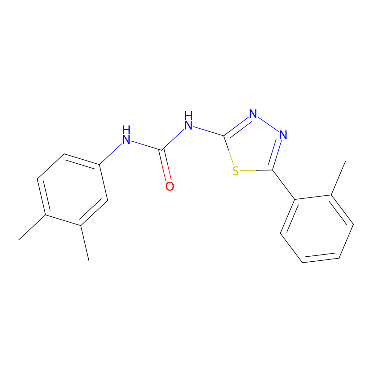 1-(3,4-Dimethylphenyl)-3-[5-(2-methylphenyl)-1,3,4-thiadiazol-2-yl]urea molecular structure, CAS 429628-79-5