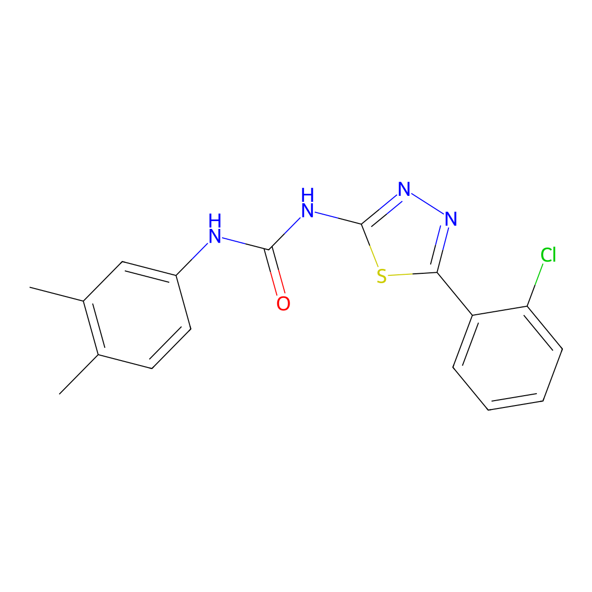 1-[5-(2-Chlorophenyl)-1,3,4-thiadiazol-2-yl]-3-(3,4-dimethylphenyl)urea molecular structure, CAS 429628-96-6