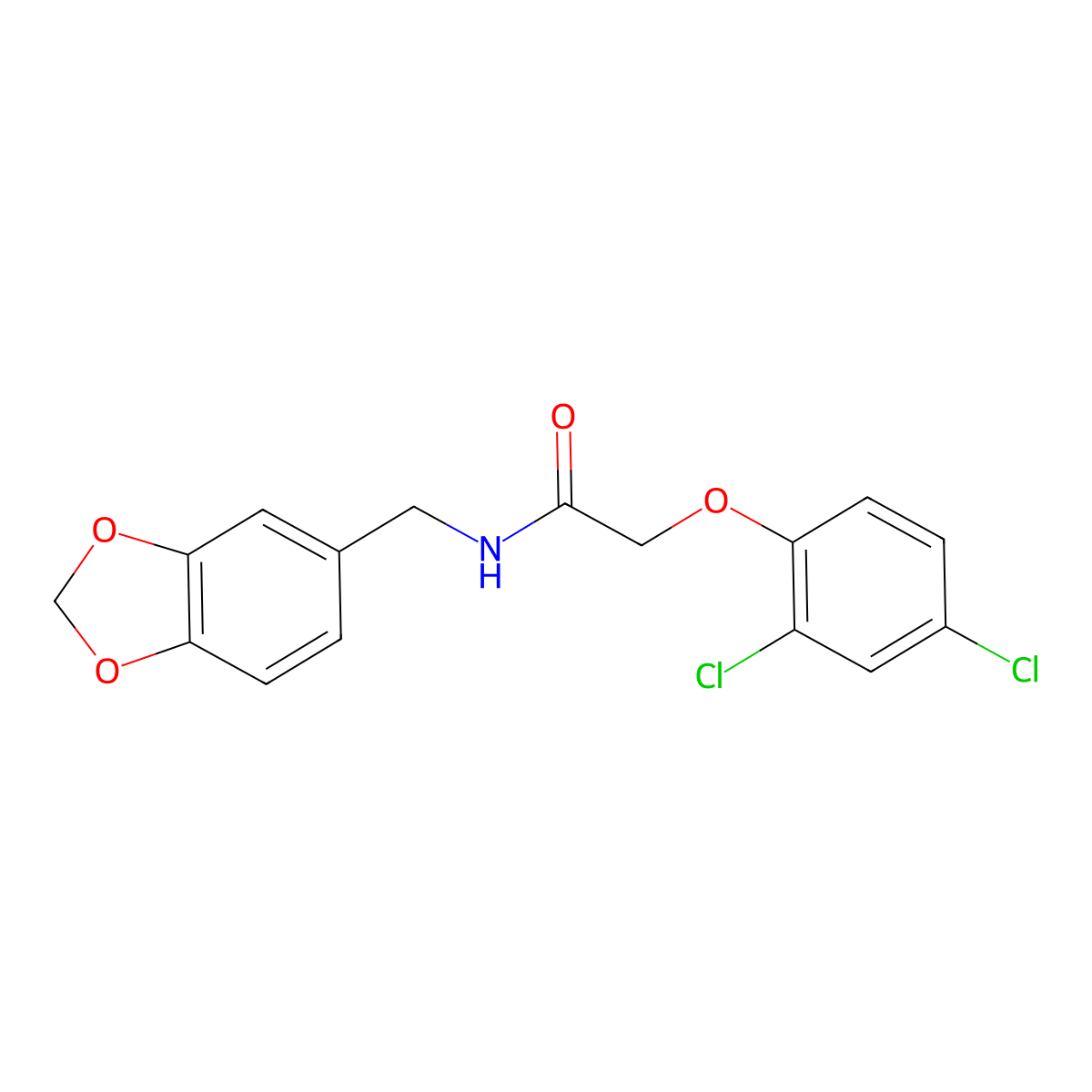 N-(1,3-benzodioxol-5-ylmethyl)-2-(2,4-dichlorophenoxy)acetamide molecular structure, CAS 429629-05-0